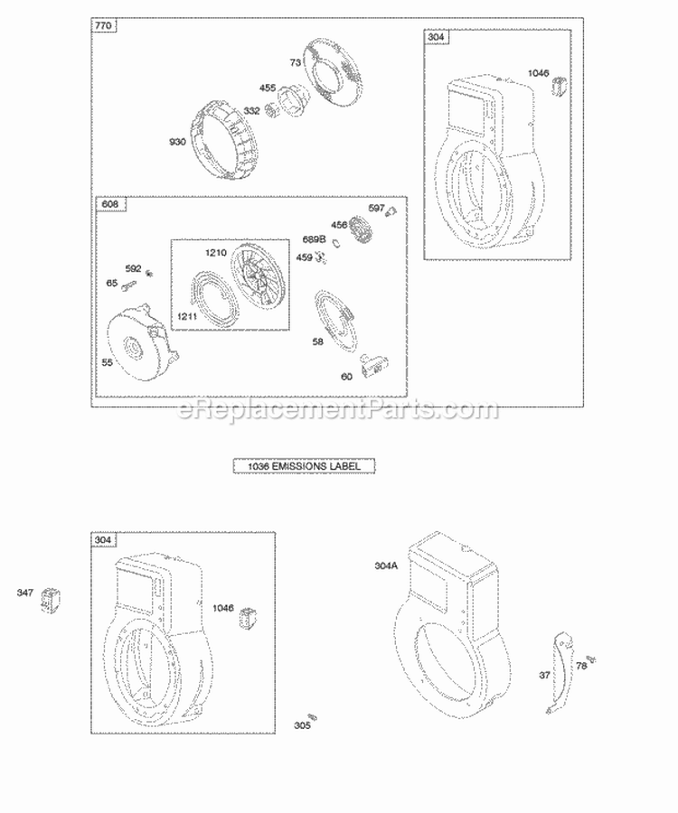 Blower HousingShrouds Rewind StarterBlower Housing Diagram and Parts List for 091232-1369-E1  Briggs and Stratton Engine